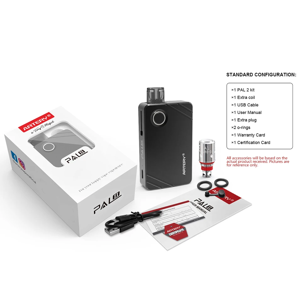 Оригинальный артерия PAL II Pod Kit 1000 мАч батарея электронная сигарета с MTL катушки и