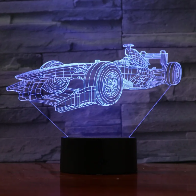 VCity Racing Car Vehicle 3D Lamp Night Light LED Bulb Multi-color Flashlight Flash Fade Best Gifts For Kids Home Decor Bedside | Освещение