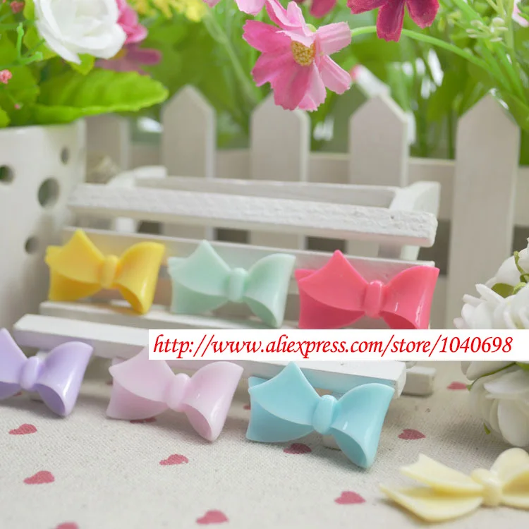 

50pcs/lot kawaii Flat back Resin colorful Bowknot for Jewelry Decoration DIY Accessory Wholesale 35mm