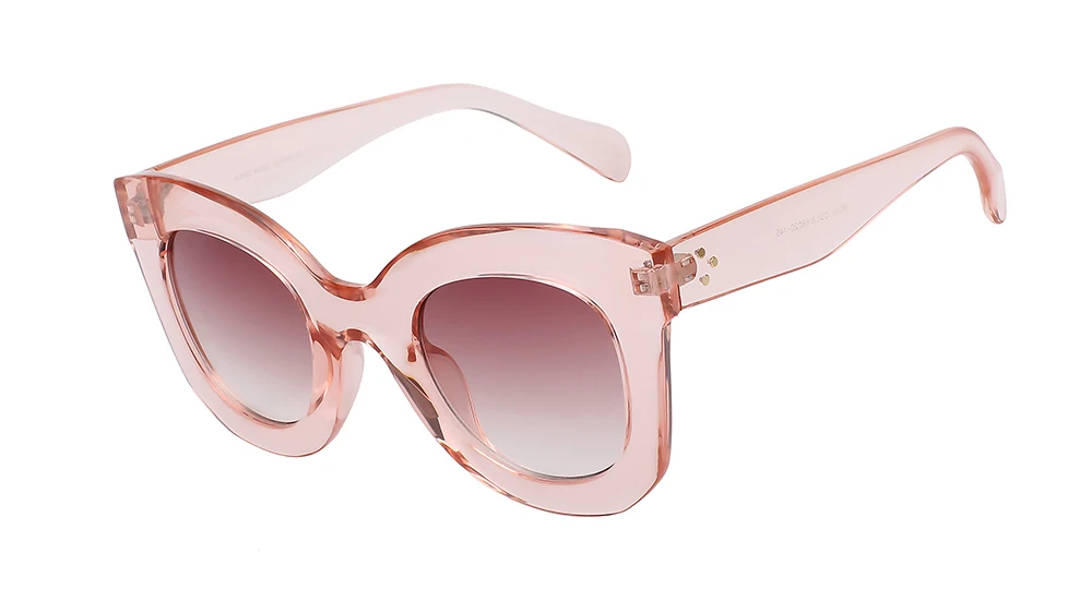 Pink w smoke lens Горячая Распродажа, модные женские солнцезащитные очки с заклепками и большой оправой, женские роскошные брендовые дизайнерские Винтажные Солнцезащитные Очки - Цвет линз: Pink w smoke lens