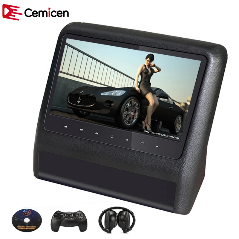 9 дюймовый автомобильный монитор для подголовника Cemicen видеоплеер с USB/SD 800*480 ЖК