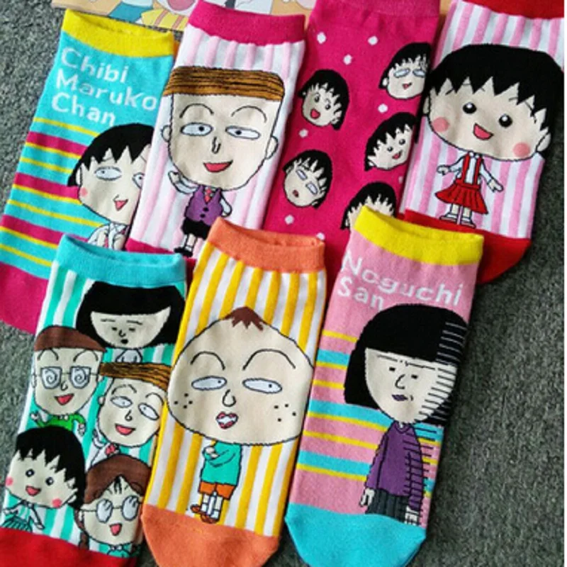Лидер продаж года; модные хлопковые носки с героями мультфильмов Ms. Chibi Maruko