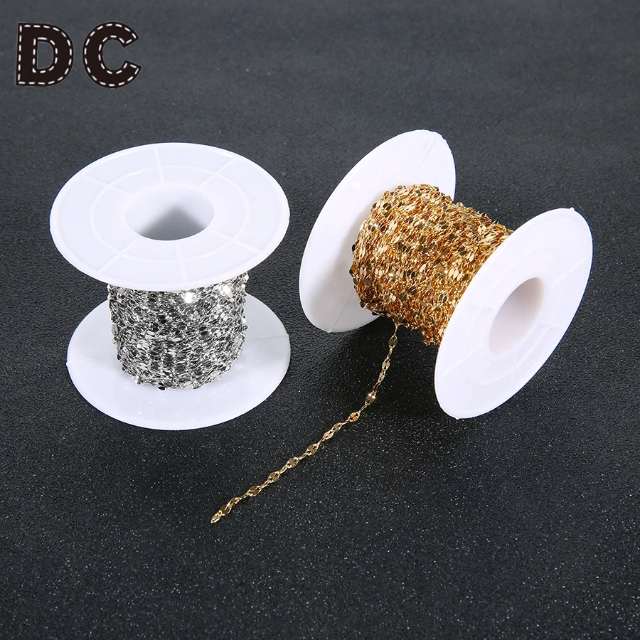 

DC 10code/roll Stainless Steel Gold/Steel 2x4mm Flat Oval Bulk Lip-shape Chain For Jewelry Making Pendant Necklace Accessories