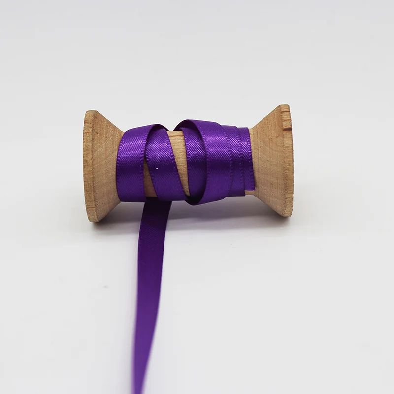 D-10 Purple 9 мм 3/8 дюймовая атласная лента лента из полиестеровой ткани экологически чистый двойной галстук для лица для DIY волос банты ремесла Декор Аксессуары - Цвет: D-10 Purple