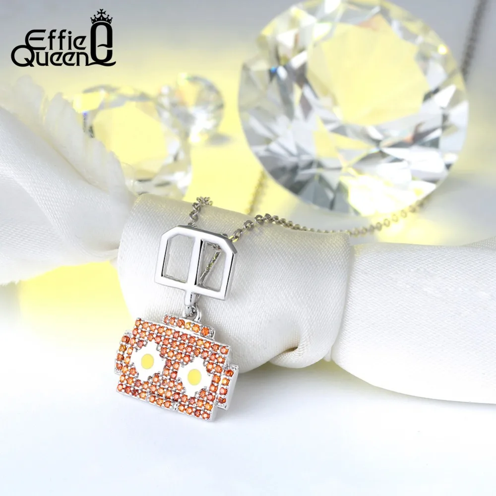 Effie Queen серебряного цвета женское ожерелье с кулоном красным AAA цирконием коробка