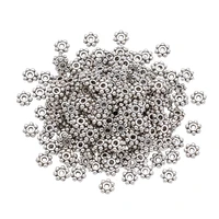 pandahall 500pcs antique silver color christmas tibetan silver color snowflake spacer beads charms jewelry connector finding
