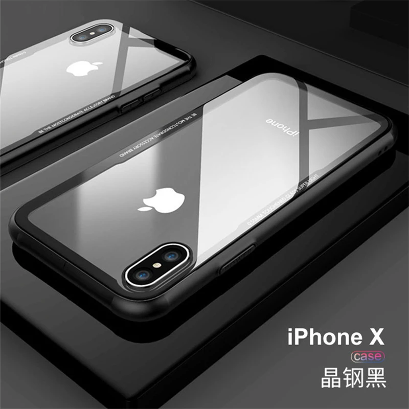 Новинка чехол для iphone X прочное стекло противоударный мягкий край Apple прозрачный x