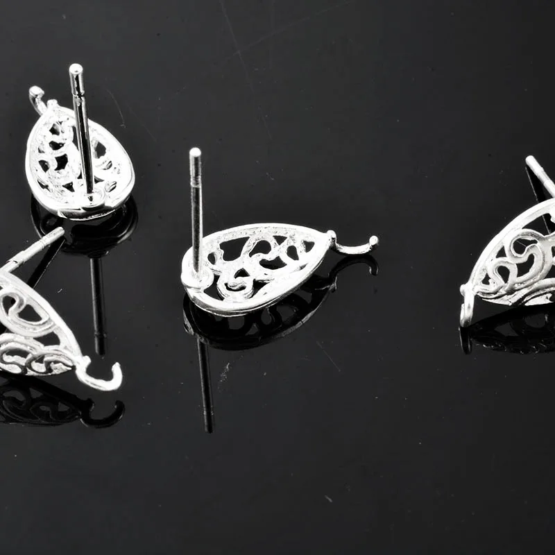 Медные серьги MJARTORIA 10 шт. полые гвоздики серебряного цвета в виде капли воды DIY