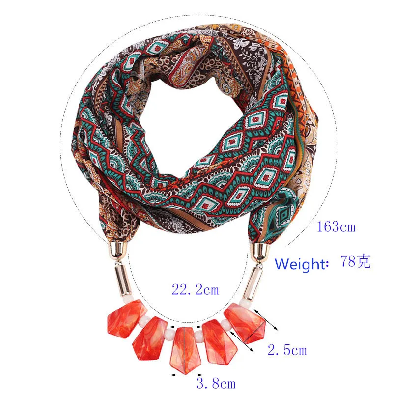 Ожерелье шарфы для женщин модные украшения в богемном стиле с этническим принтом