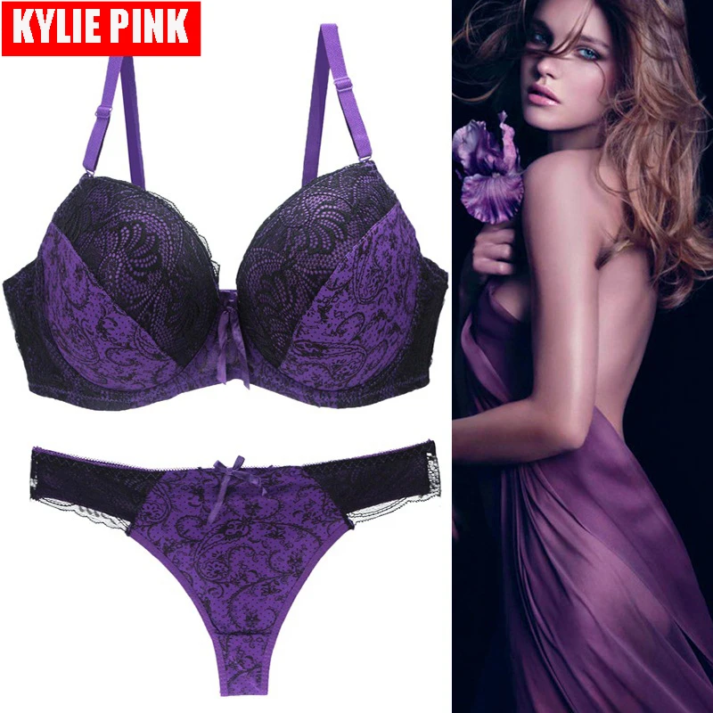 KYLIE розовый женский комплект из бюстгальтера и трусиков, сексуальный кружевной бюстгальтер пуш-ап, нижнее белье для девушек размера плюс, удлиненный, Прямая поставка