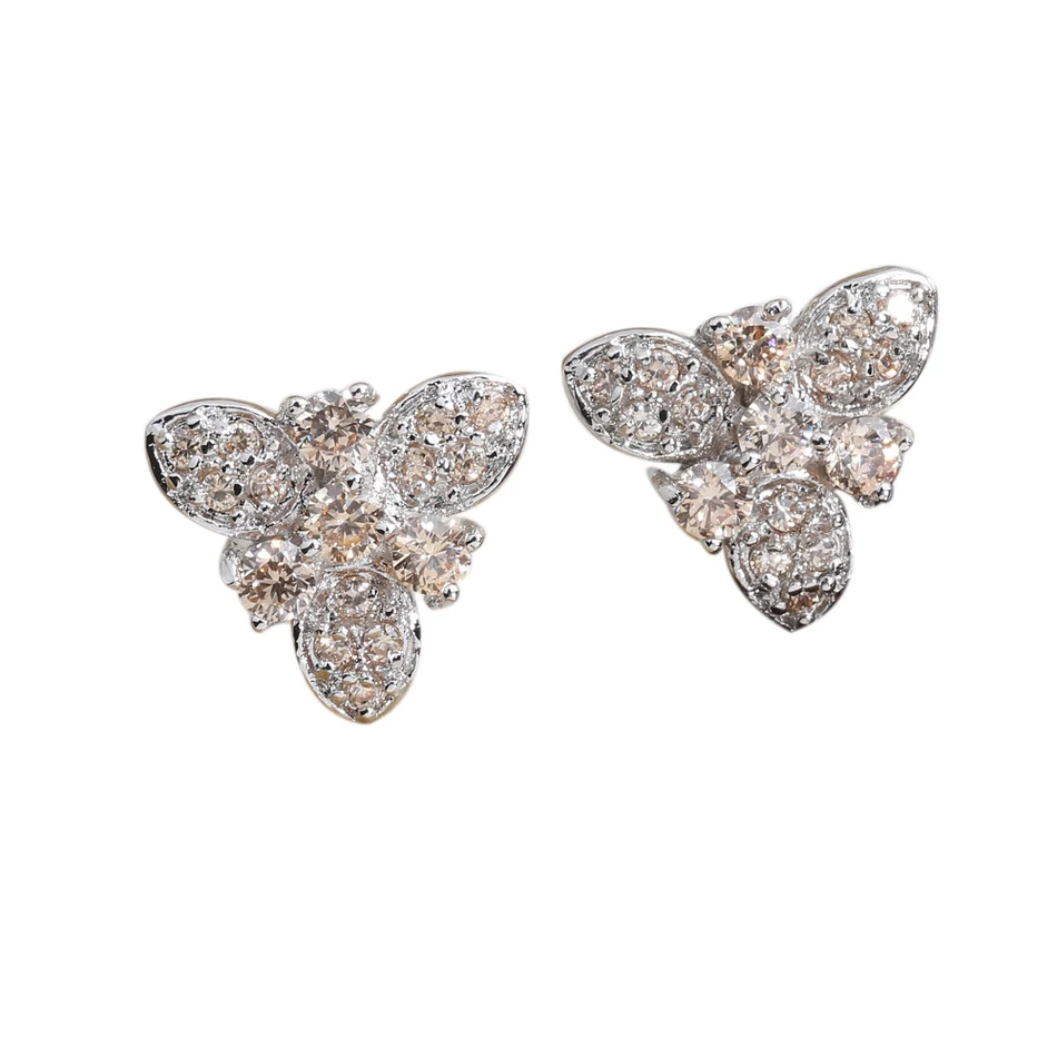 Великолепные коричневые Morganite 3*3 мм полудрагоценные серебряные крутые женские серьги-гвоздики ED0004