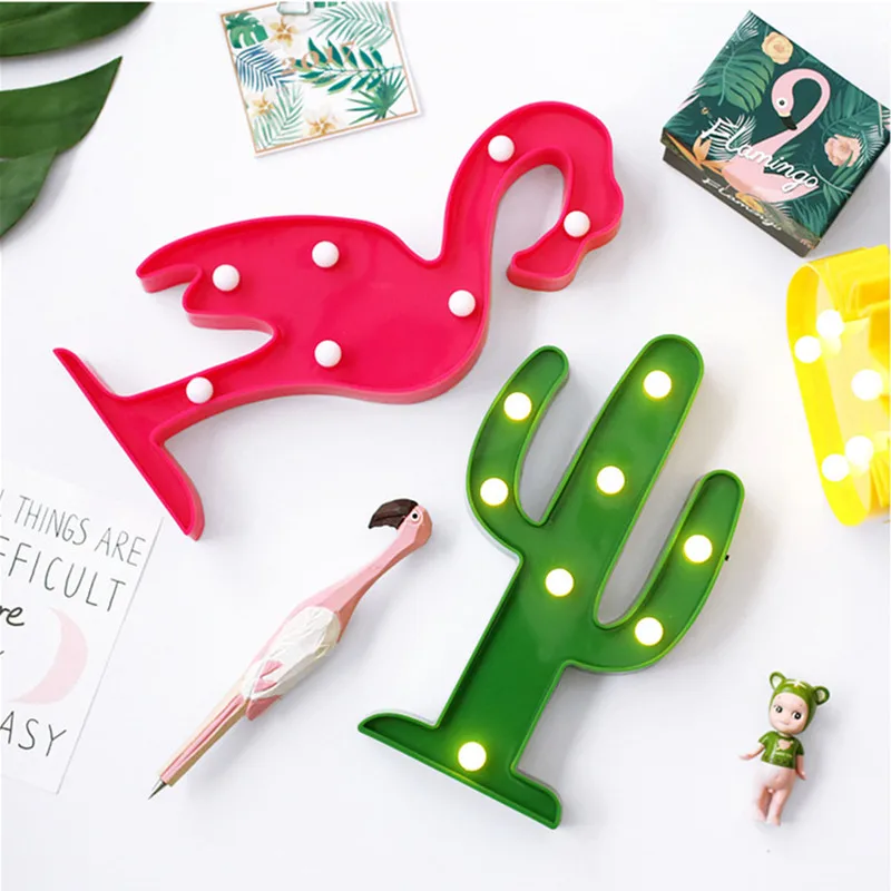 Светодиодный ночник кактус Рождественская елка Фламинго моделирование ламповое