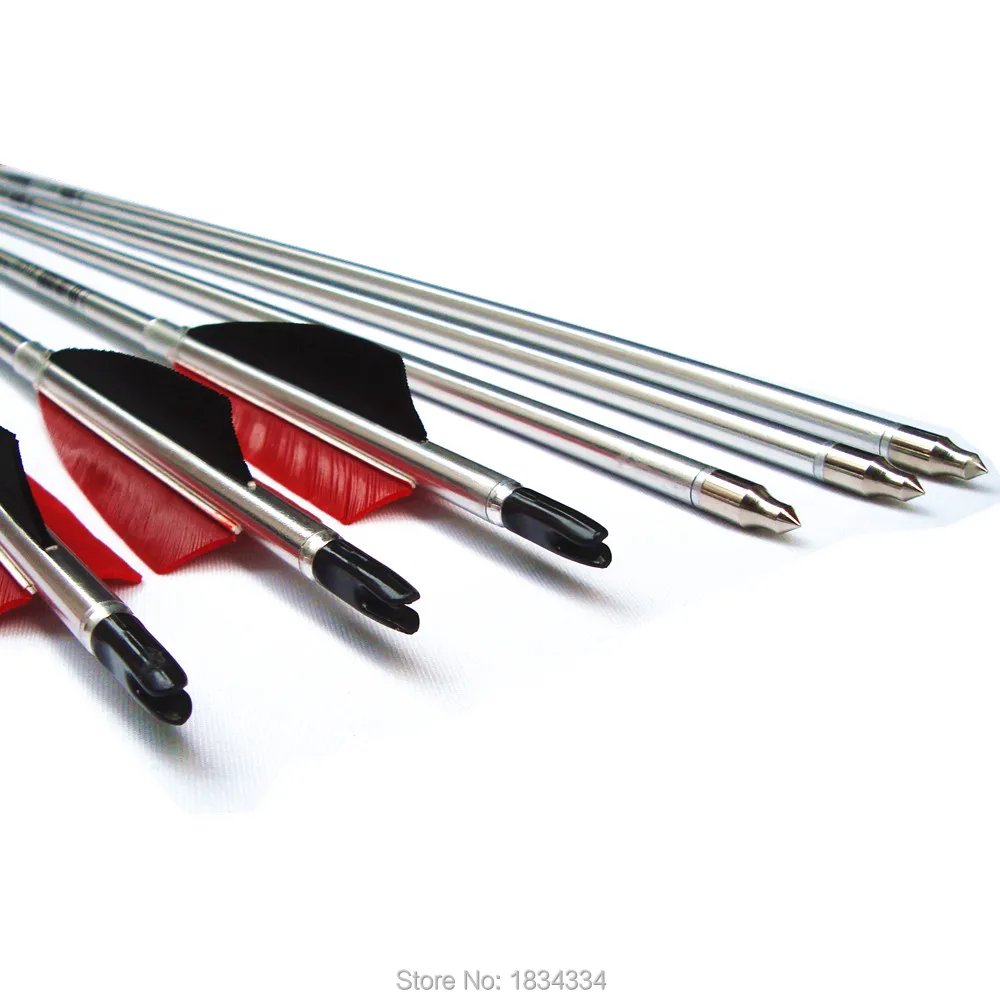 Алюминиевые стрелы для лука 6 пакет позвоночника 340/400/500 с 4 дюйма перо индейки