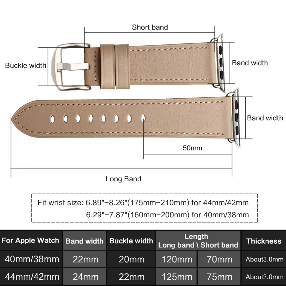 MAIKES аксессуары для часов из натуральной кожи Apple Watch полосы 44 мм 42 и ремешок 40 38 iwatch
