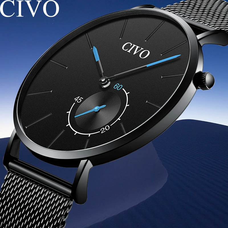 CIVO простые мужские часы лучший бренд класса люкс Бизнес Кварцевые наручные