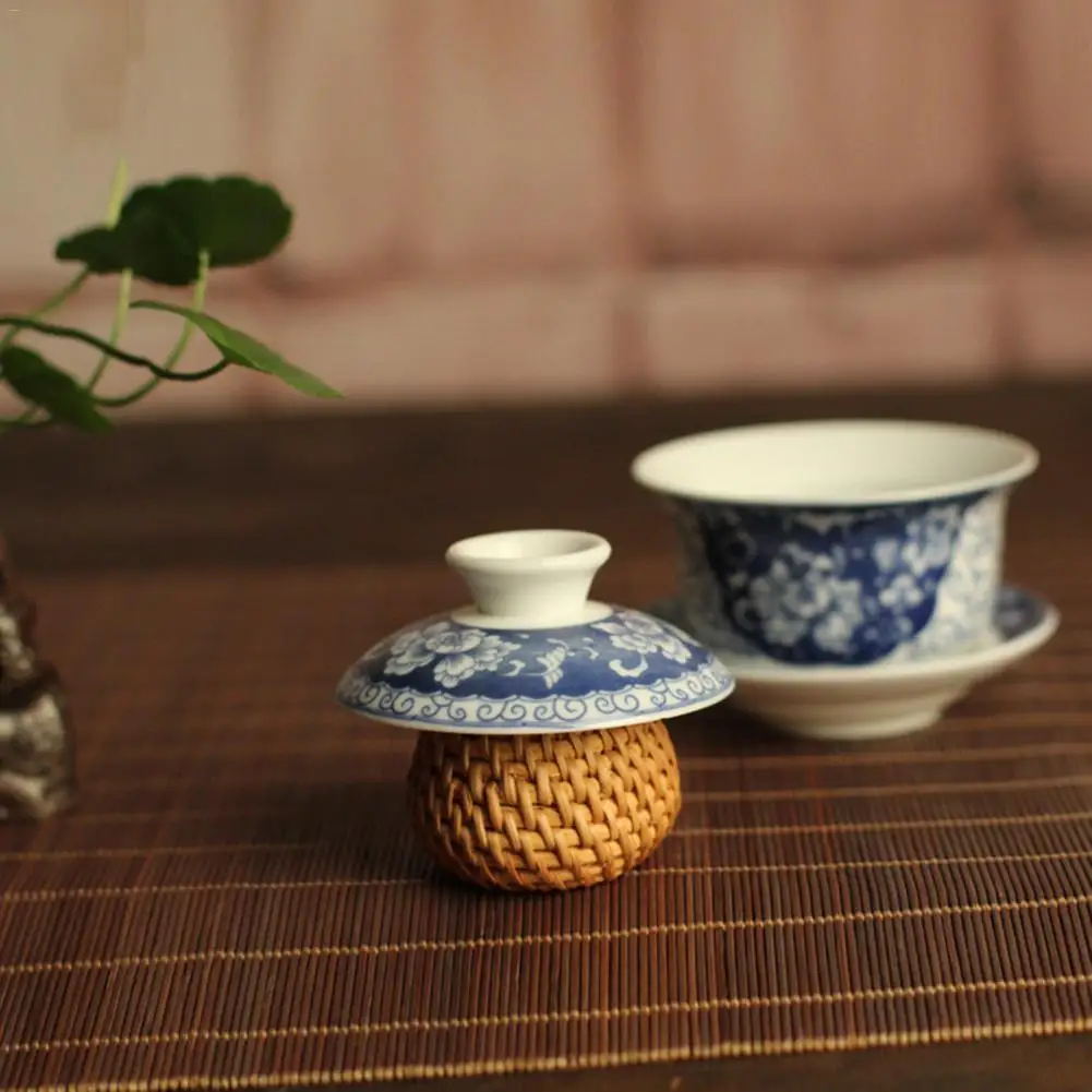 Натуральная ротанговая крышка для чашки ручной работы держатель крышки горшка