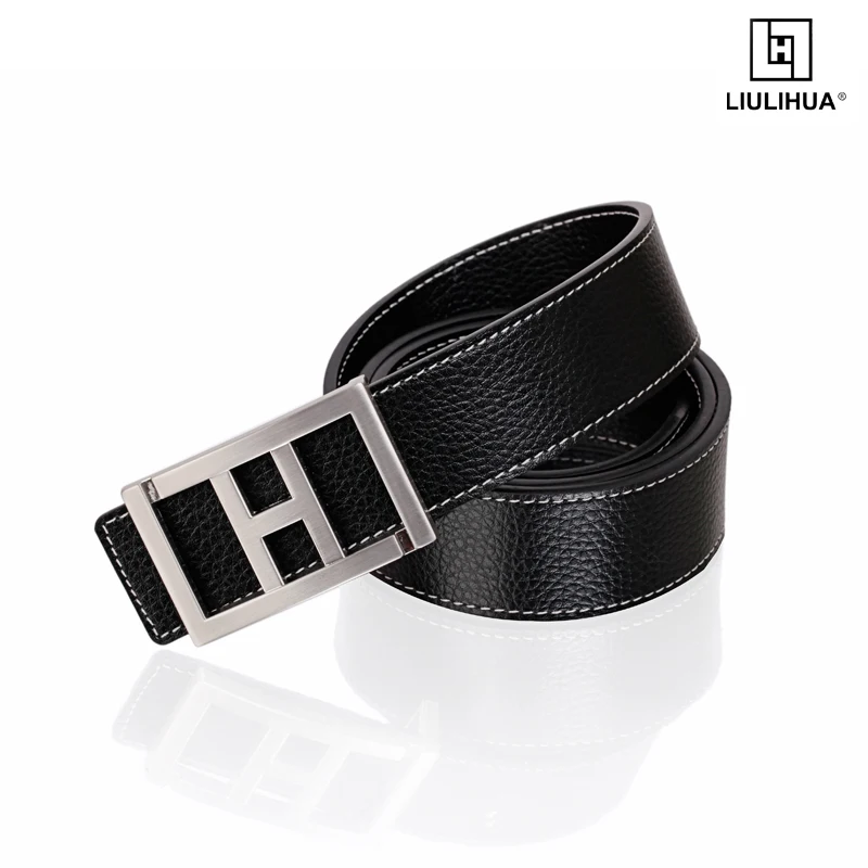 LIULIHUA New Designer LLH Fashion Male Belt classic Strap Genuine Leather Casual Waistband for Men Belt Custom Belt Buckle Logo