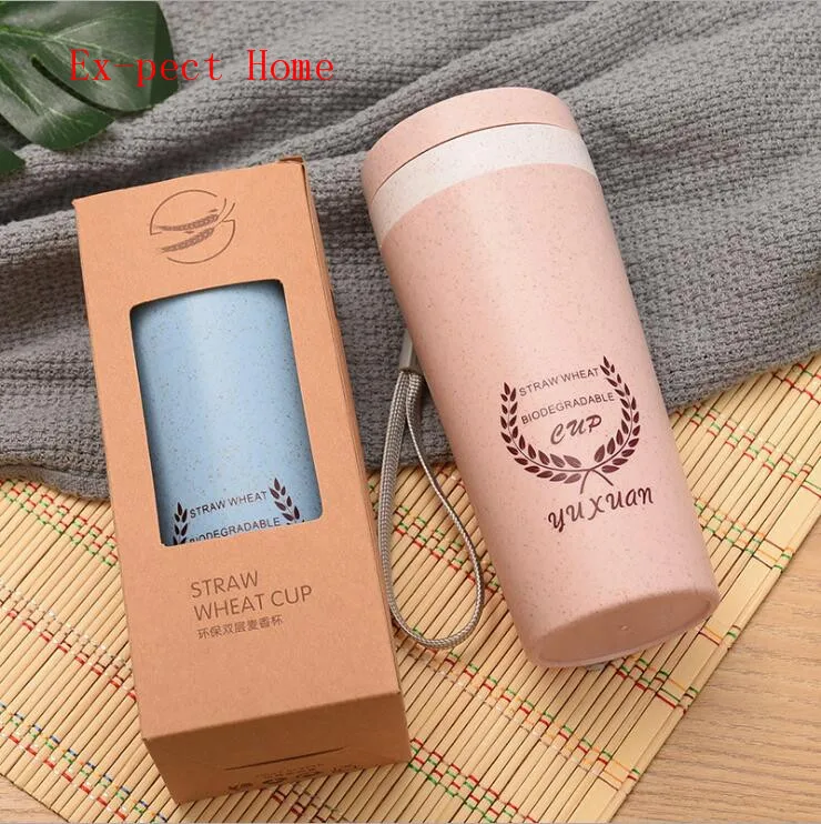 Taza de fibra de paja de mano, vaso de agua de regalo creativo con doble capa Maixiang, 40 Uds.-4