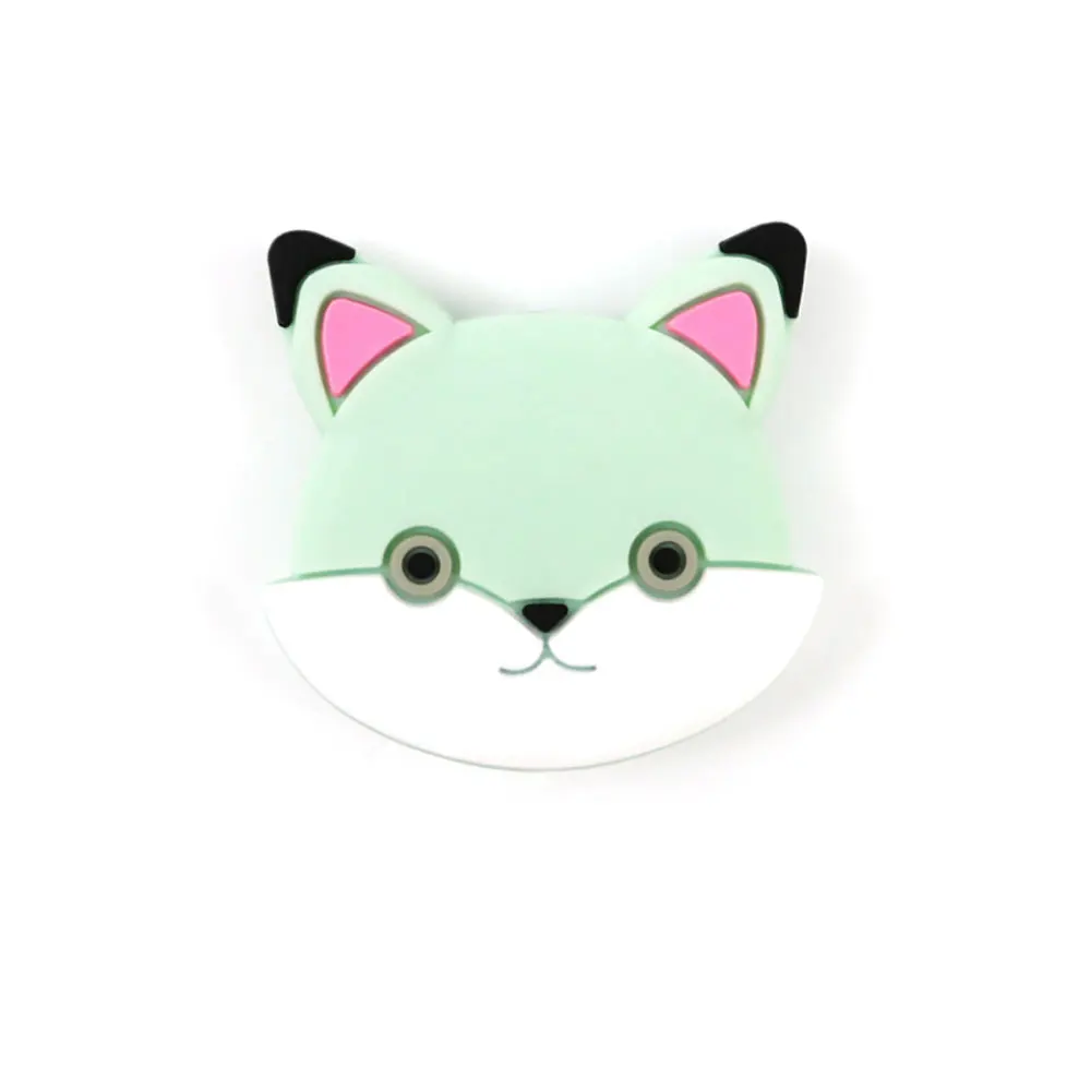 Mint Green Fox 3 шт силиконовые бусины в виде панды и лисы, силиконовые бусины для прорезывания зубов, 3 см, силиконовые шарики в виде животных, пчелы, оленя, перлы, Товары для малышей - Цвет: Mint Green Fox