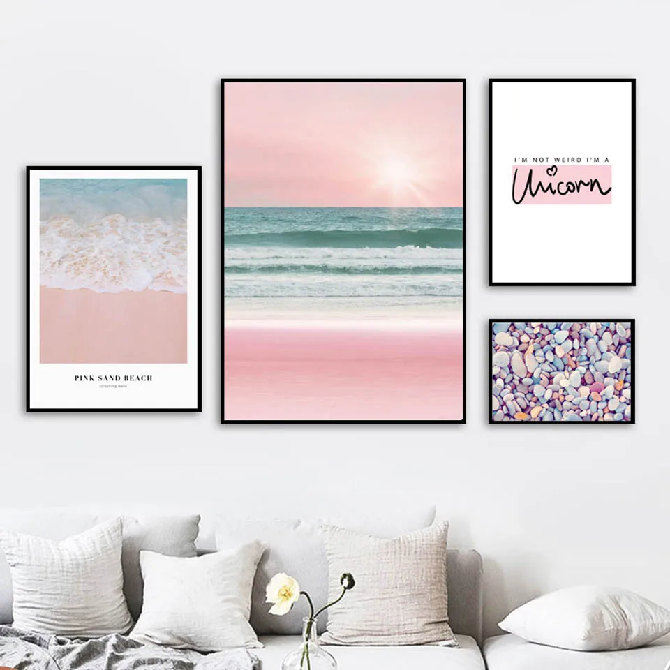 Скандинавские картины Розовый Морской камень холст минималистичный печатный