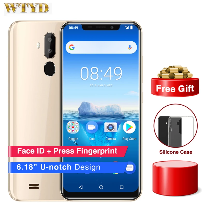 OUKITEL C12 Pro мобильный телефон с четырёхъядерным процессором ОЗУ 2 Гб ПЗУ 16 ГБ 3300 мАч 6