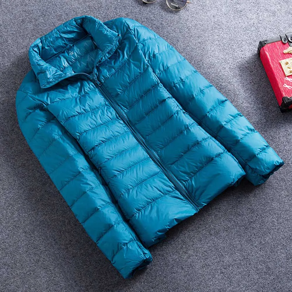 Lake 6XL 7XL зимняя куртка Женская Весенняя короткая куртка-бомбер ультра тонкий светильник тонкий размера плюс осеннее пальто женское базовое пуховое пальто - Цвет: Lake