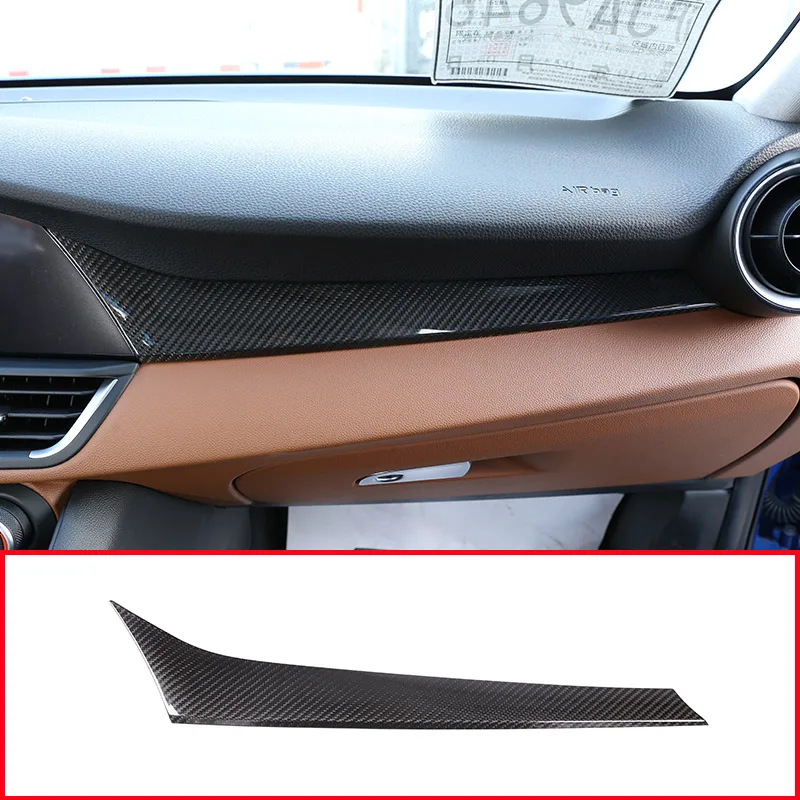 

Real Carbon Fiber Car Passenger Decoration Panel Cover Trim For Alfa Romeo Giulia 2017-2019 Auto Accessories