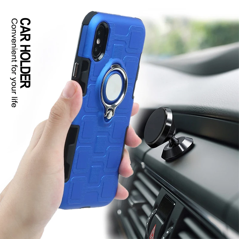 Матовый чехол Roc Joan Ice Feel для IPhone 6 6s Plus/7 8 Plus/X 10 Armor металлическое кольцо