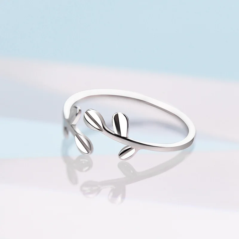 silver OMHXZJ,, Европейская мода, вечерние, для женщин и девушек, подарок на свадьбу, Серебряные Листья, открытые 925 пробы, серебряное кольцо, RR273 - Цвет камня: silver