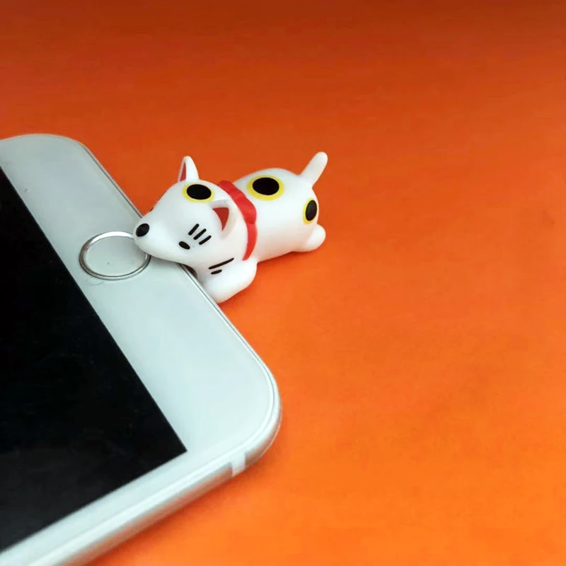 Животное кабель протектор укус для iPhone намотки кабеля Lucky Cat держатель телефона Аксессуар Организатор кукла модель Забавный для зарядн