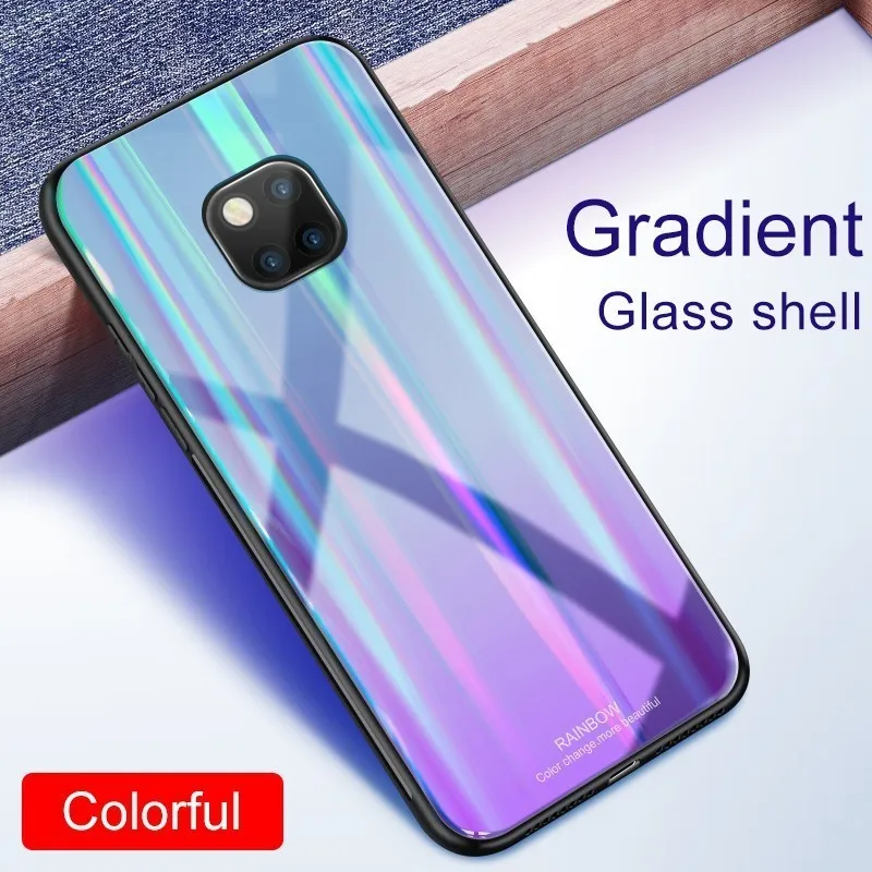 Чехол для телефона с градиентным стеклом huawei P Smart 2019 P20 Pro Lite Mate20 Nova3i 4 p30 p30pro Magic2