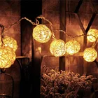 Ротанговый шар 2 м, светодиодный светильник, теплый белый Сказочный светильник, праздничный, вечерние, свадебные украшения, Рождественский светильник s Garland