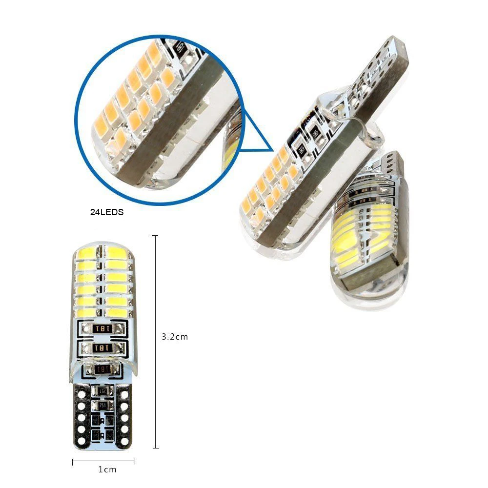 Suntur 4 шт. дневные ходовые огни 12 V Белый T10 921 194 24SMD 3014 высокое Мощность светодиодный