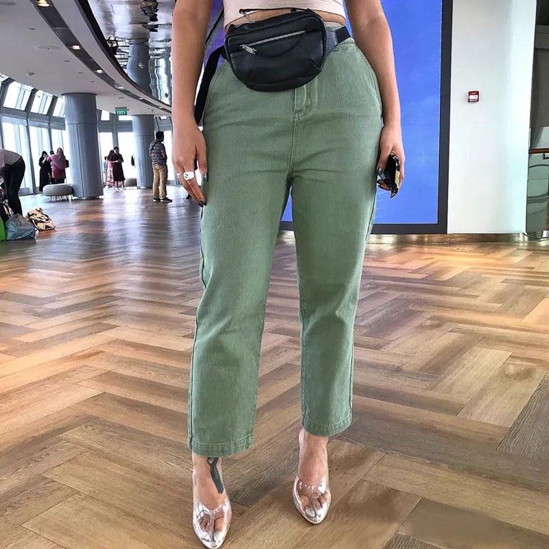 Джинсовые брюки с высокой талией в уличном стиле | Женская одежда