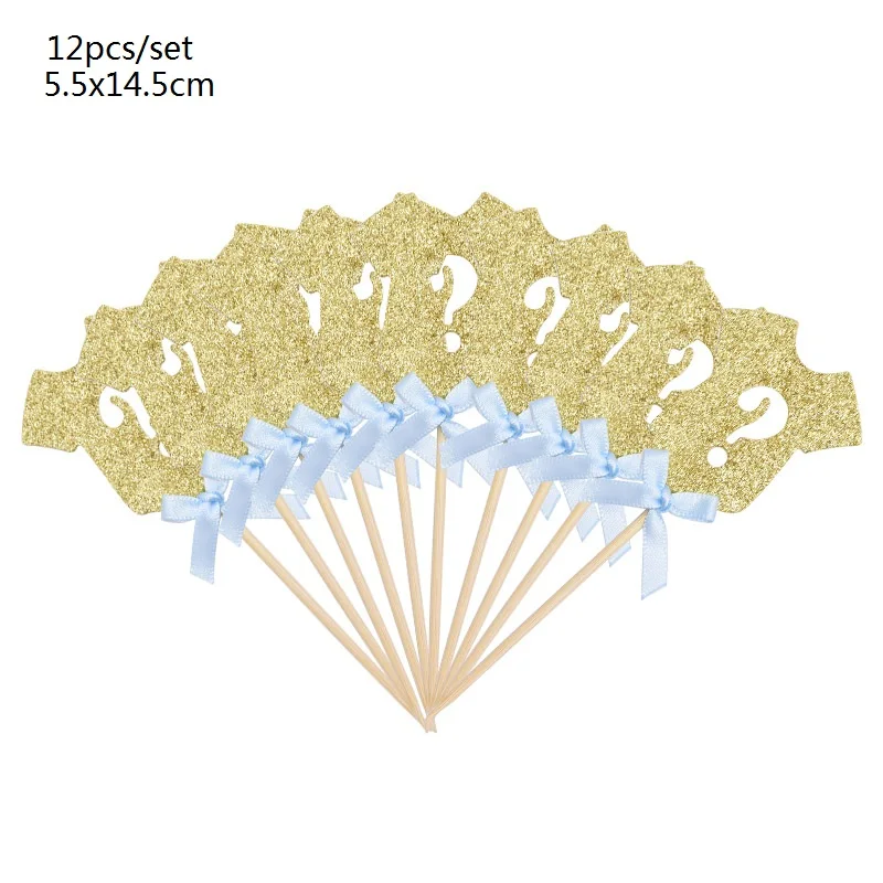 cake topper 1 1 Набор 12 дюймов пол раскрывает латексные шары с днем рождения торт Топпер детский душ украшения для мальчиков и девочек Подарки - Цвет: cake topper 1
