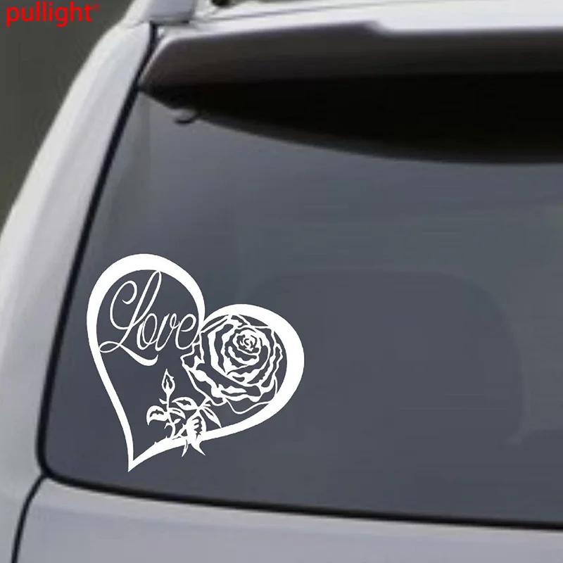 

LOVE HEART ROSE Vinyl Decal Sticker Car Window Wall Bumper Laptop Symbol