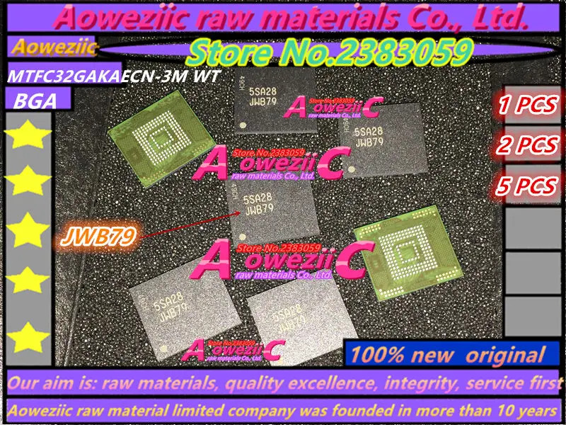 

Aoweziic 100% Новый оригинальный MTFC32GAKAECN-3M MTFC32GAKAECN JWB79 BGA чип памяти
