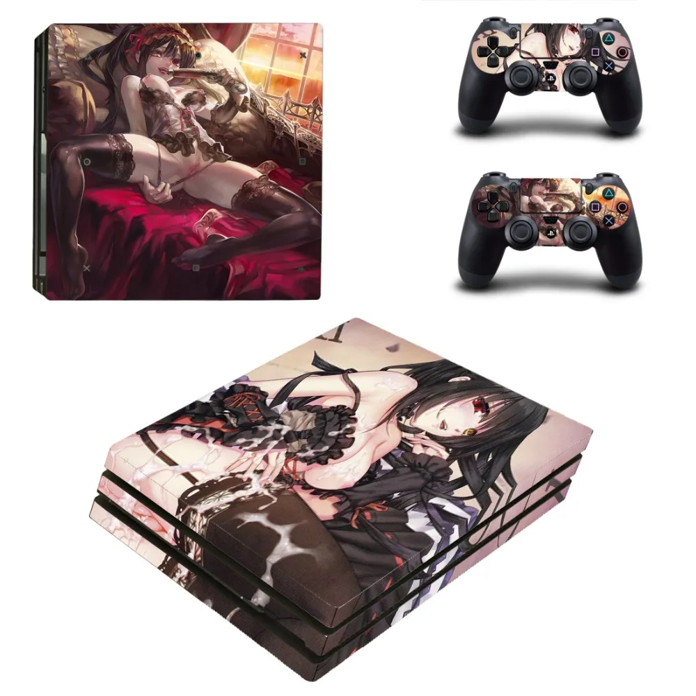 Милая девушка Tokisaki Kurumi PS4 Pro наклейка для кожи наклейка для консоли playstation 4 и 2 контроллера PS4 Pro наклейка для кожи виниловая