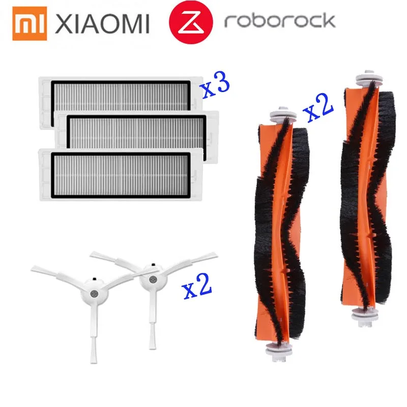 2* основная щетка+ 3* HEPA фильтр+ 2* боковая щетка подходит для mi Запчасти для робота-пылесоса Xiao mi вакуумный 1/2 roborock s50