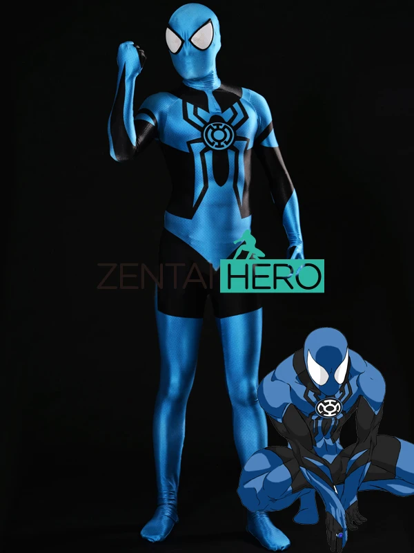 ZentaiHero Новый 3D принт синий фонарь Человек паук косплей костюм Гибридный Spidey