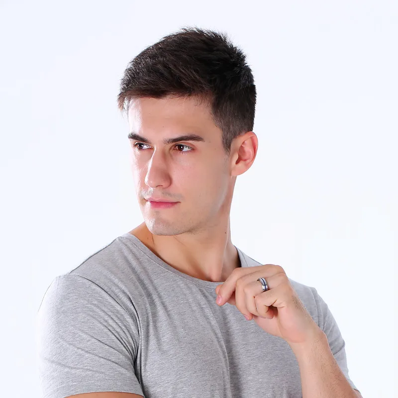 Модное тонкое вольфрамовое кольцо Mostyle с голубой линией, обручальное Фирменное кольцо 8 мм из карбида вольфрама для мужчин, ювелирные изделия