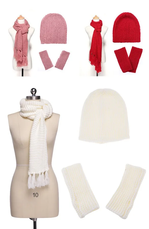 Модные зимние шапки шарфы перчатки для женщин и мужчин толстые хлопковые