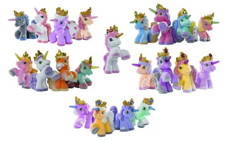 Новинка 5 шт. см маленькие Мультяшные флокированные лошади фигурки Filly куклы
