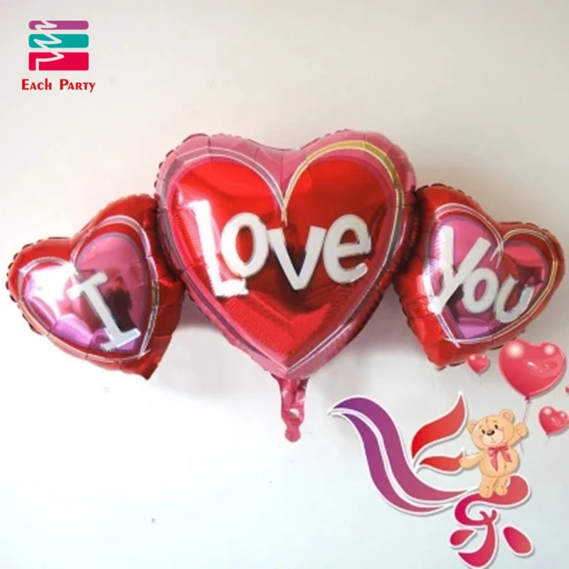 Фотофольгированные воздушные шары в форме сердца с надписью I Love You | Дом и сад