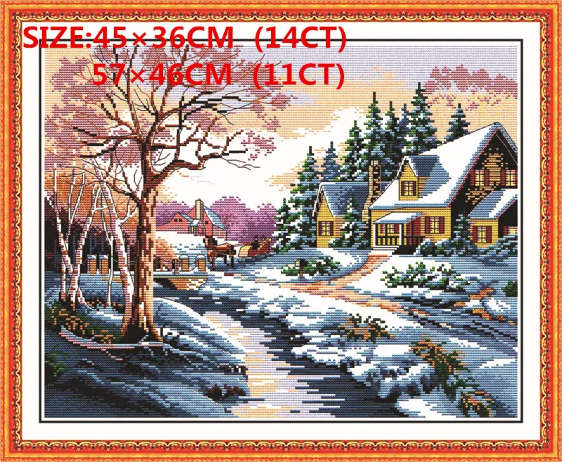 Snowscape пейзаж DIY Набор для вышивания крестиком 11CT 14CT DMC Chinses Счетный Набор для вышивания крестиком для вышивания ручной работы