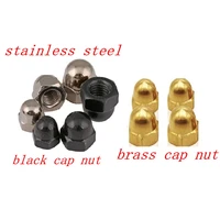 2 20pcs brass cap nut steel with black stainless steel acorn nuts m3 m4 m5 m6 m8 m10 m12 cap nut acorn dome head hex nuts