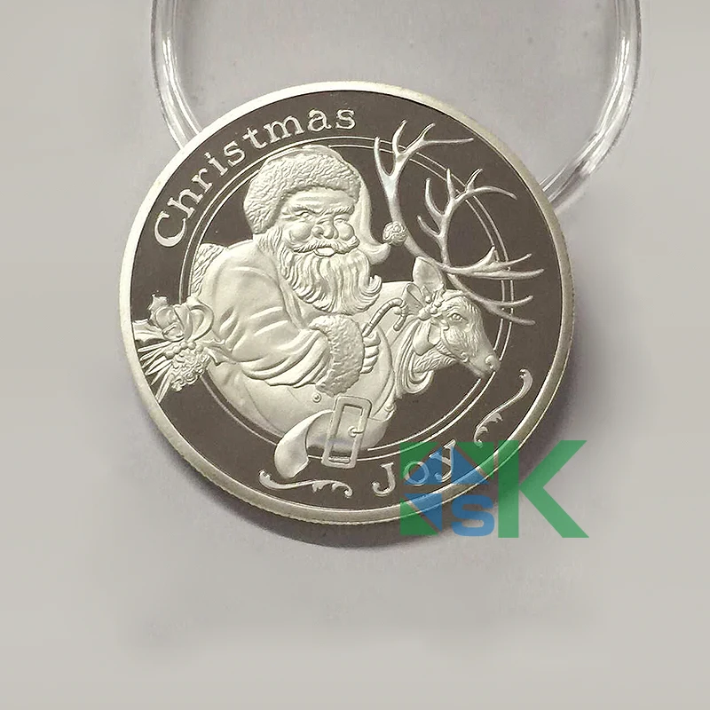 

2015 New Metal Craft 100pcs/lot Coins for Christmas Merry Christmas/Xmas Coin Iron with Silver Plated coins