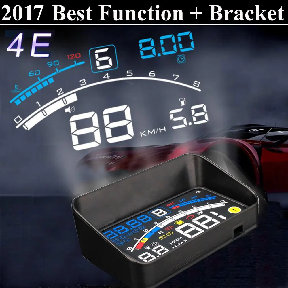 Горячий 4E 5," дисплей на лобовое стекло HUD OBD II EOBD проектор самоадаптивное автомобильное топливо и т Предупреждение Д. Отображение параметров предупреждение о превышении скорости