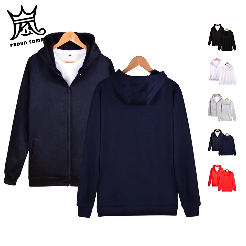 FRDUN TOMMY Men zipper Hoodies Jacket Drawstring Zipper Hooded Sweatshirt Tops Male Long Sleeve Pocket Pullover boy Hoodie Coat | Мужская