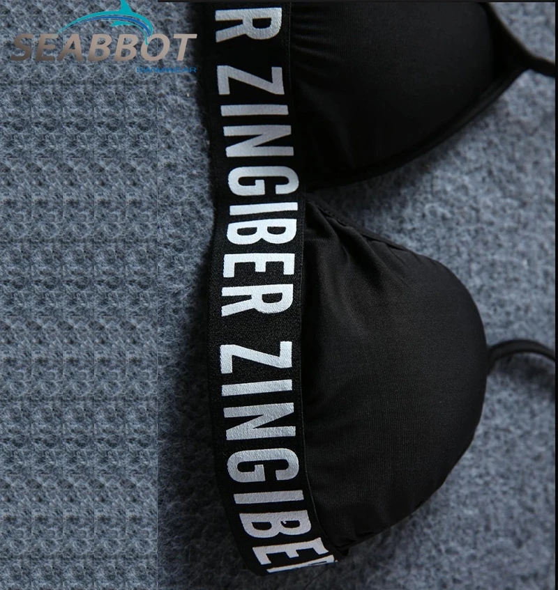 Женский купальник-бикини SEABBOT пикантный черный купальник с принтом буквы пляжный